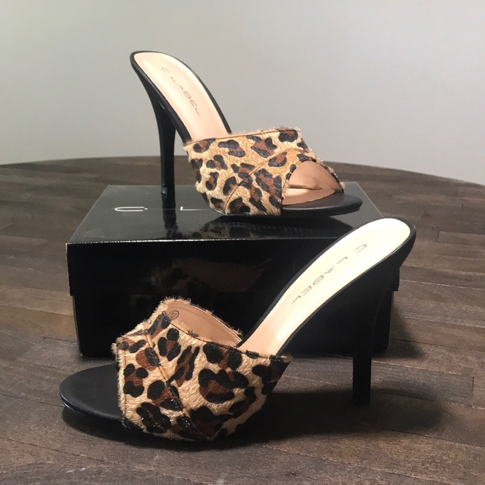 Size 10 Faux leopard pony stilettos